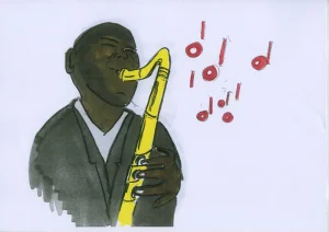 zeichnung-saxophonspieler