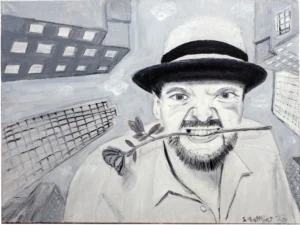 mann-mit-hut-und-rose-im-mund